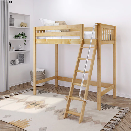 TWIN HIGH LOFT BED WITH ANGLED LADDER – Kids2College Furniture
